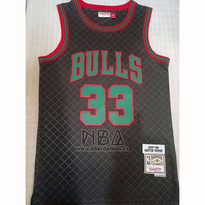Camiseta Chicago Bulls Scottie Pippen NO 33 Mitchell & Ness 1997-98 Negro